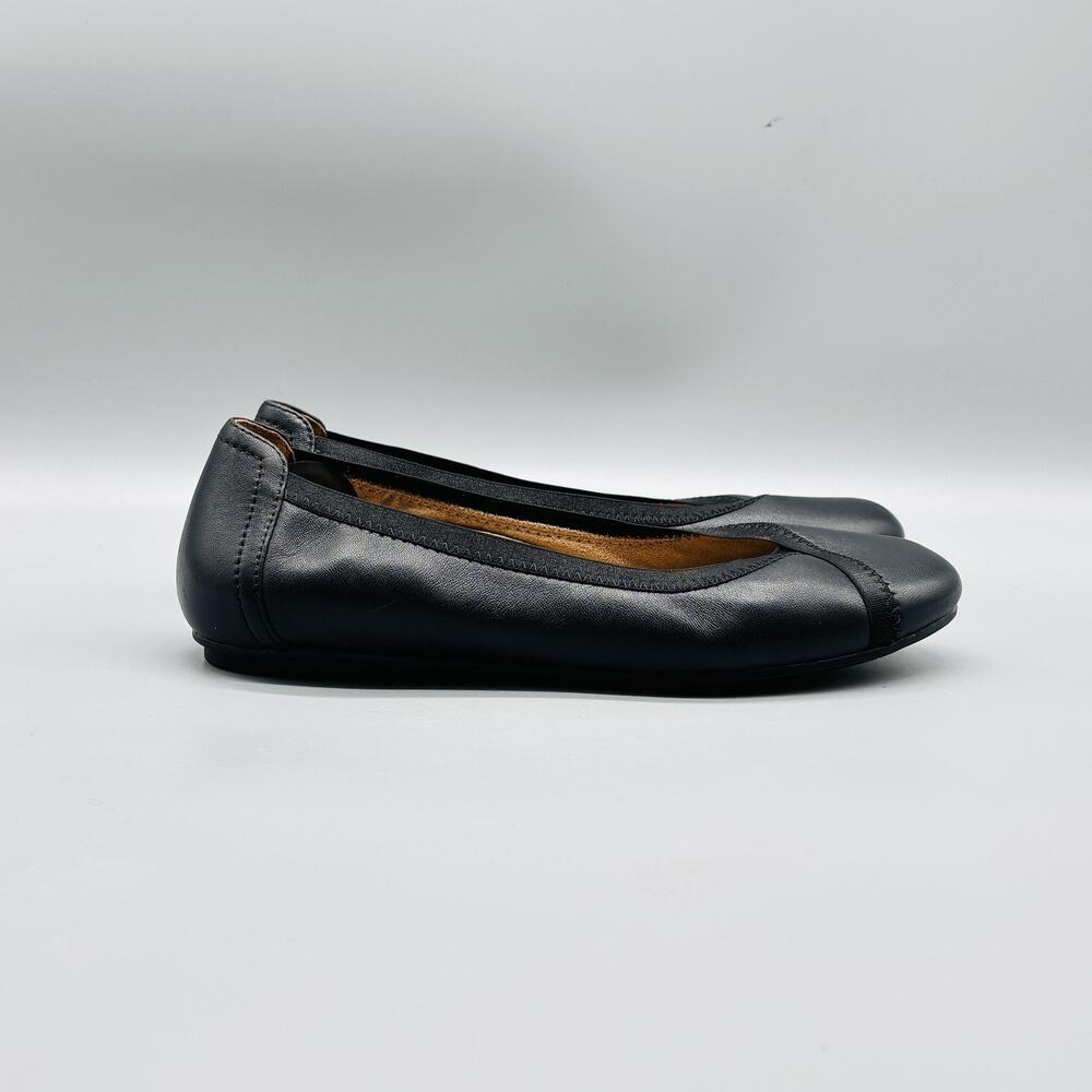 Vionic Shoes Women 6.5 Black Leather Caroll Ballet Flat Orthotic Slip On Comfort